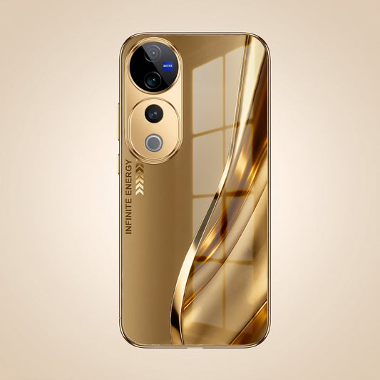 Vivo V40 Pro 5G Luxury Infinity Energy Gold Electroplated Glass Phone Case