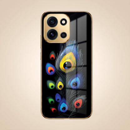 OnePlus Nord 6 5G Multi-Feather Peacock Gold Electroplated Glass Phone Back Case