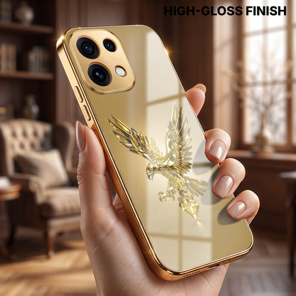 Oppo Reno 16C 5G Golden Eagle Gold Electroplated Glass Phone Back Case