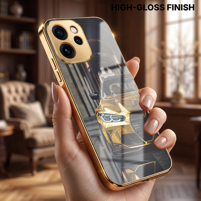Oppo Reno 15 Pro Mini 5G Golden BMW Gold Electroplated Glass Phone Back Case