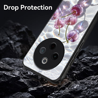 Vivo T4 5G Purple Transparent Cherry Acrylic Glass Back Case