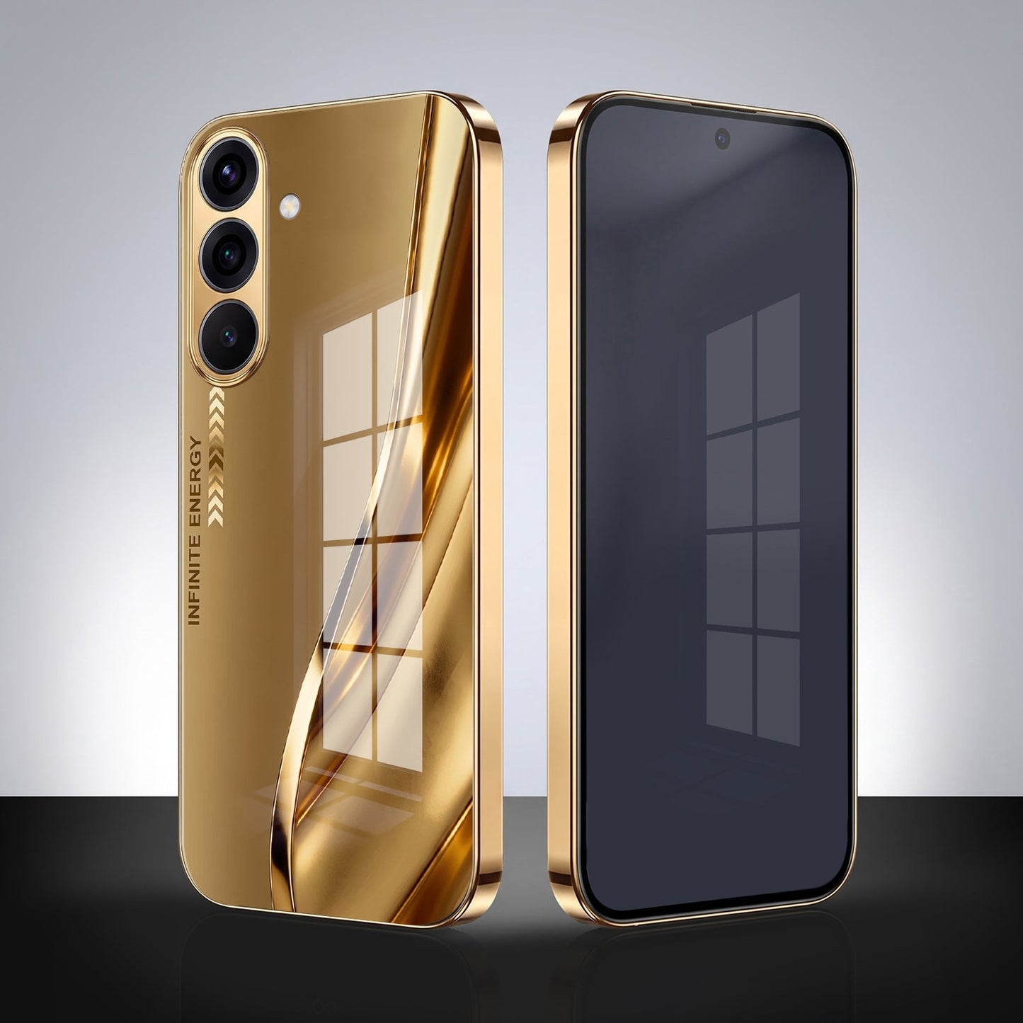 Samsung Galaxy A56 5G Luxury Infinity Energy Gold Electroplated Glass Phone Case