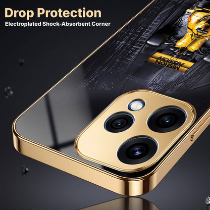 Oppo Reno 15 5G F1 Racing Car Gold Electroplated Glass Phone Back Case