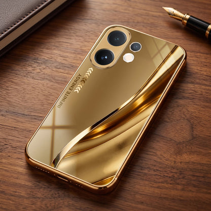Vivo V60 5G Luxury Infinity Energy Gold Electroplated Glass Phone Case