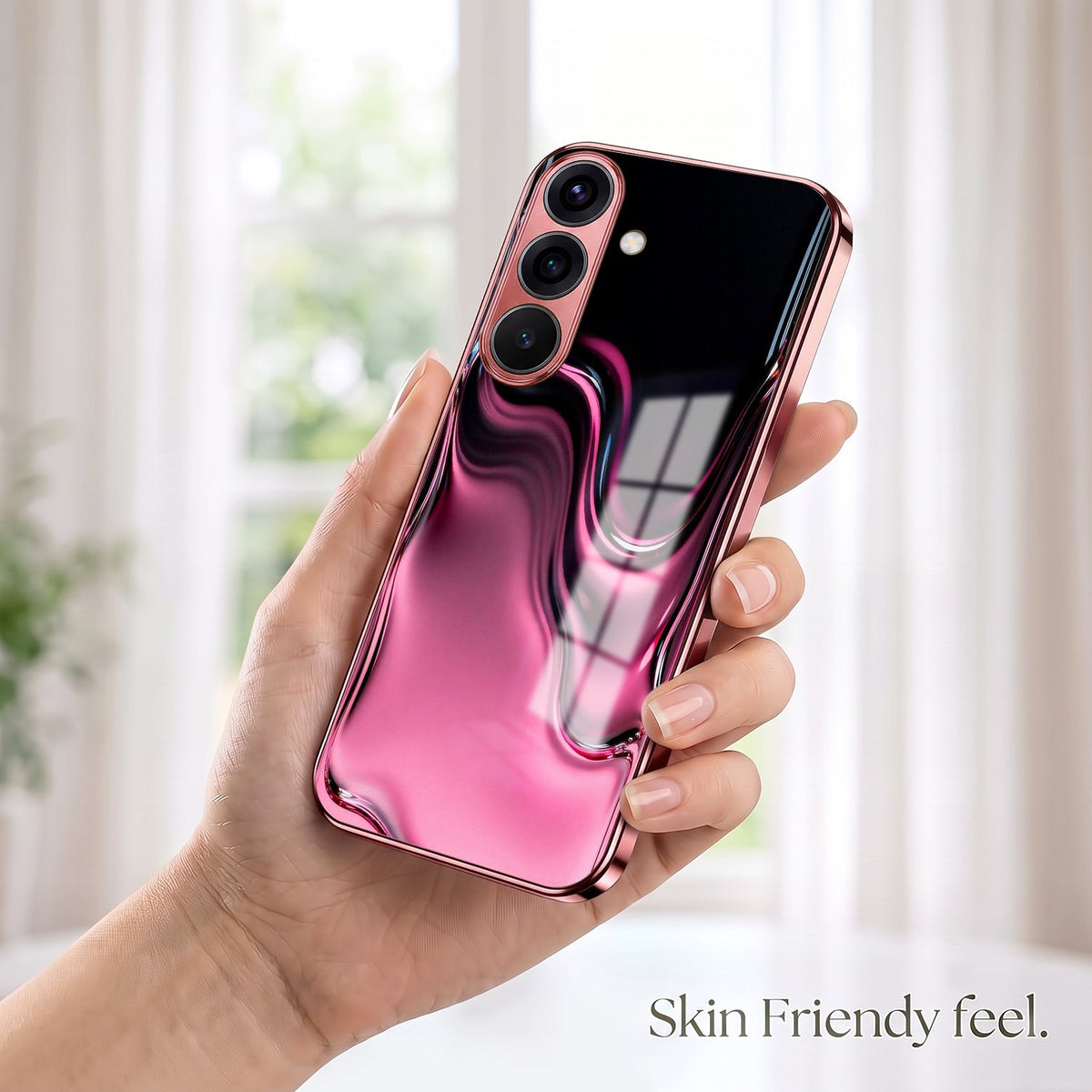 Samsung Galaxy A36 5G Liquid Wave Pink Electroplated Glass Phone Back Case