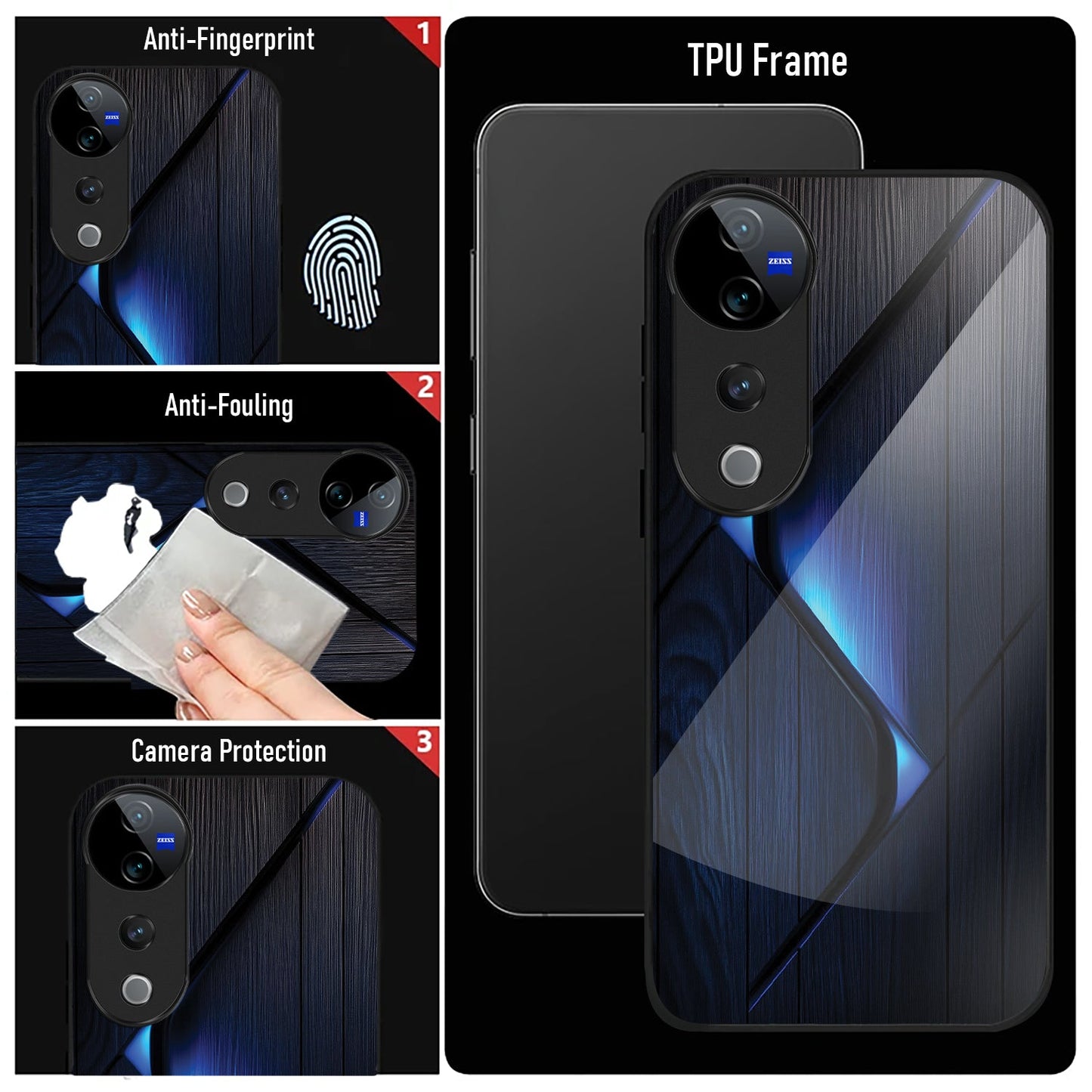 Vivo V40 Pro 5G Premium Acrylic Shockproof Glass Back Case (Blue Gradient)