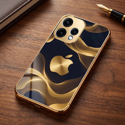 Oppo Reno 15 5G Luxury Wave Gold Electroplated Glass Phone Back Case
