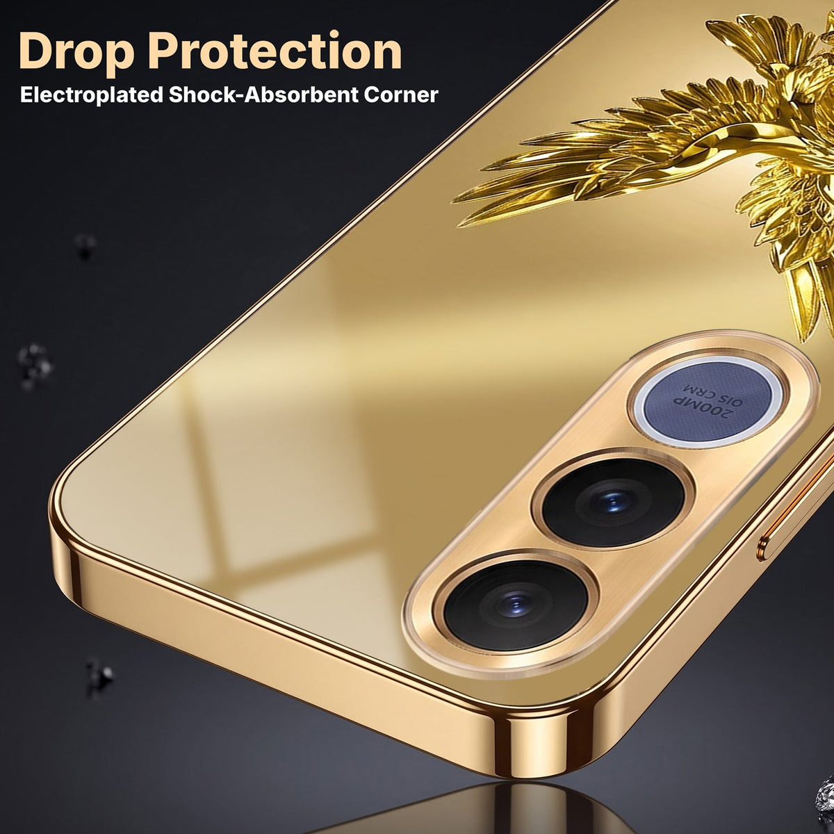 Vivo V70 FE 5G Golden Eagle Gold Electroplated Glass Phone Back Case