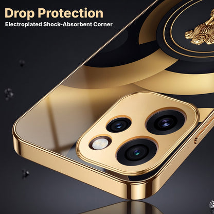 Oppo Reno 15 Pro Mini 5G Royal Emblem Gold Electroplated Glass Phone Back Case