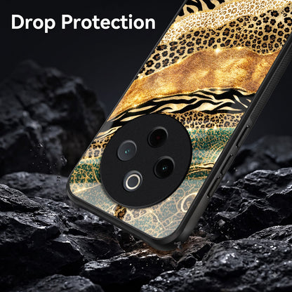 Vivo T4 5G Golden Leopard Acrylic Glass Back Case