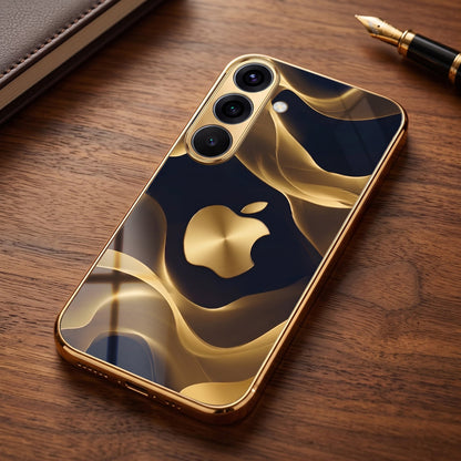 Samsung Galaxy A36 5G Luxury Wave Gold Electroplated Glass Phone Back Case