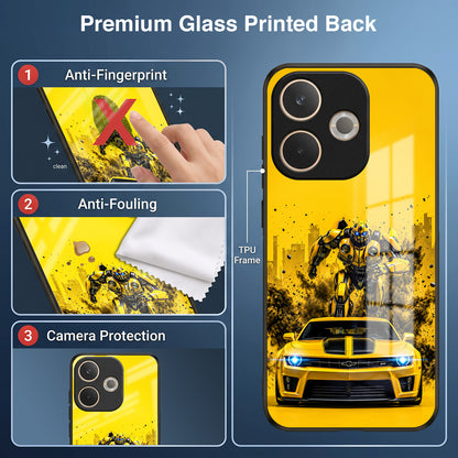 Oppo A5 Pro 5G Yellow Transformers Car Acrylic Glass Back Case
