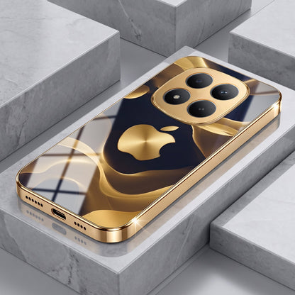 Redmi Note 15 Pro+ 5G Luxury Wave Gold Electroplated Glass Phone Back Case