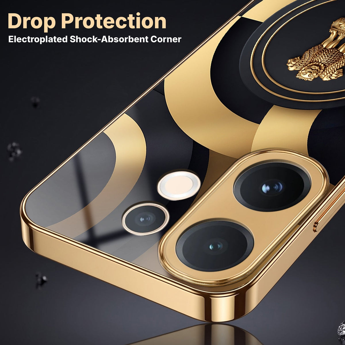 Vivo V60 5G Royal Emblem Gold Electroplated Glass Phone Back Case