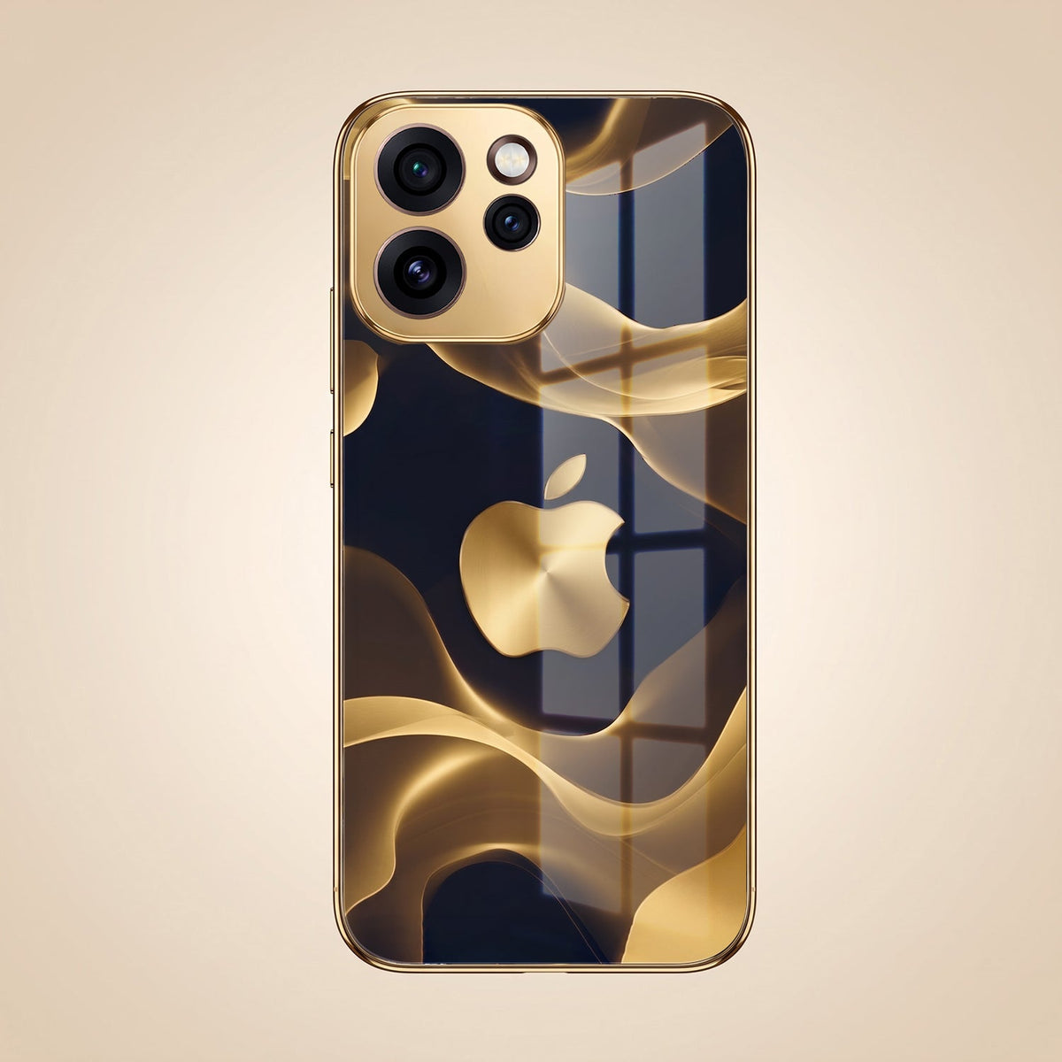 Oppo Reno 15 Pro Mini 5G Luxury Wave Gold Electroplated Glass Phone Back Case