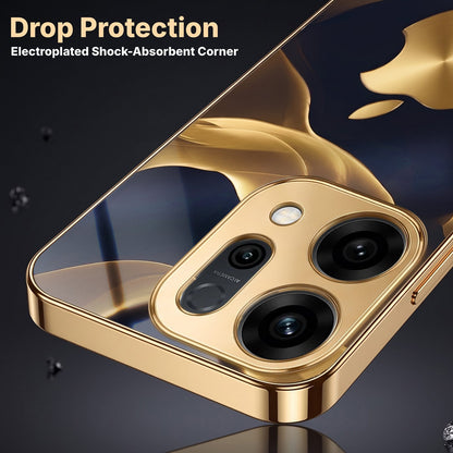 Oppo Reno 14 5G Luxury Wave Gold Electroplated Glass Phone Back Case