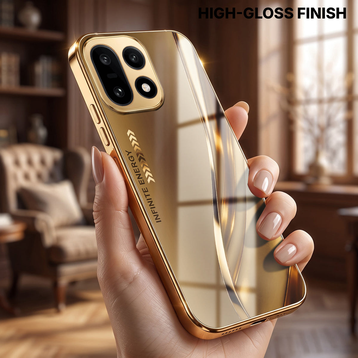 OnePlus 15 5G Luxury Infinity Energy Gold Electroplated Glass Phone Case