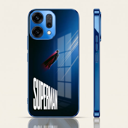 Oppo Reno 14 5G Superman Blue Electroplated Glass Phone Back Case