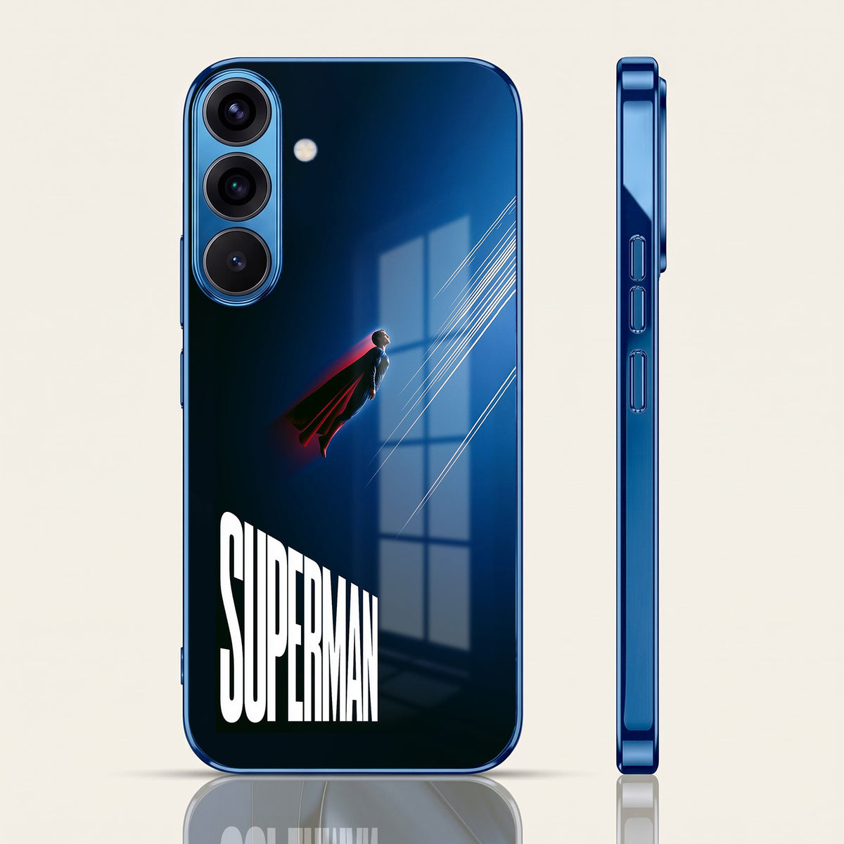 Samsung Galaxy A36 5G Superman Blue Electroplated Glass Phone Back Case
