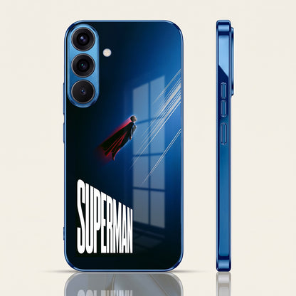 Samsung Galaxy A36 5G Superman Blue Electroplated Glass Phone Back Case