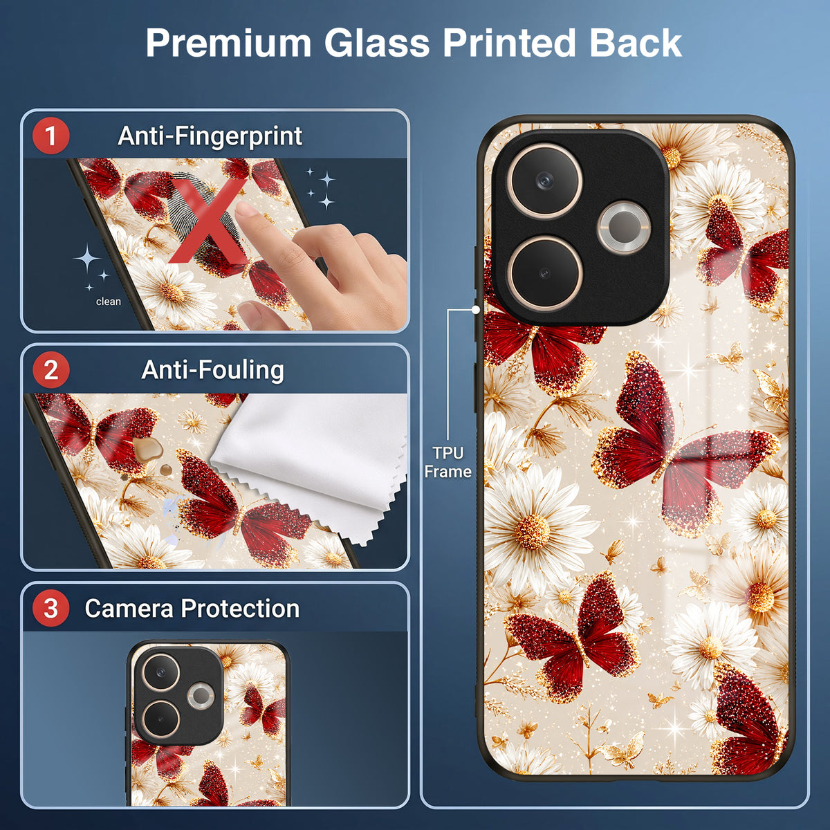 Oppo A5 Pro 5G Butterfly Floral Acrylic Glass Back Case