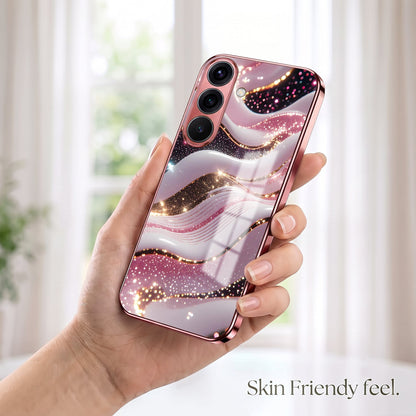 Samsung Galaxy A56 5G Midnight Pearl Wave Pink Electroplated Glass Phone Back Case