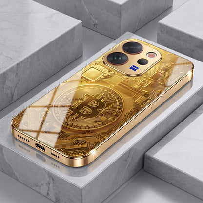 Vivo V70 5G Bitcoin Gold Electroplated Glass Phone Back Case