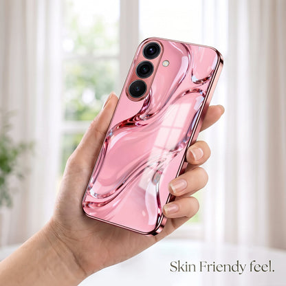 Samsung Galaxy A56 5G Crystal Wave Energy Pink Electroplated Glass Phone Back Case