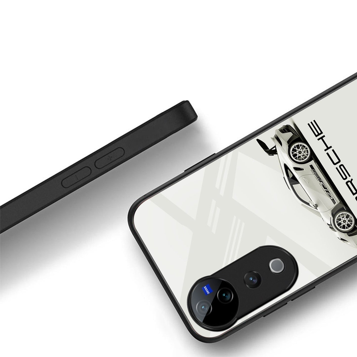Vivo V40 Pro 5G Premium Acrylic Shockproof Glass Back Case (White Porsche)
