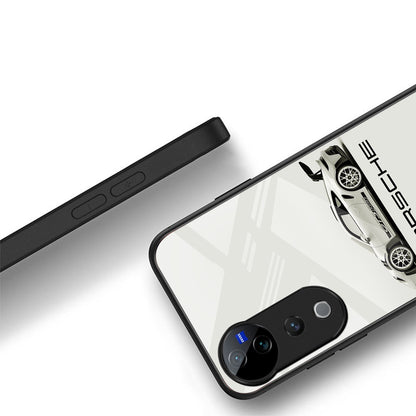 Vivo V40 Pro 5G Premium Acrylic Shockproof Glass Back Case (White Porsche)