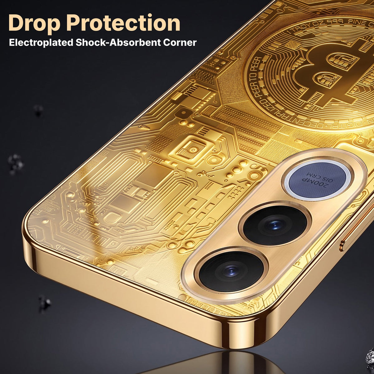 Vivo V70 FE 5G Bitcoin Gold Electroplated Glass Phone Back Case