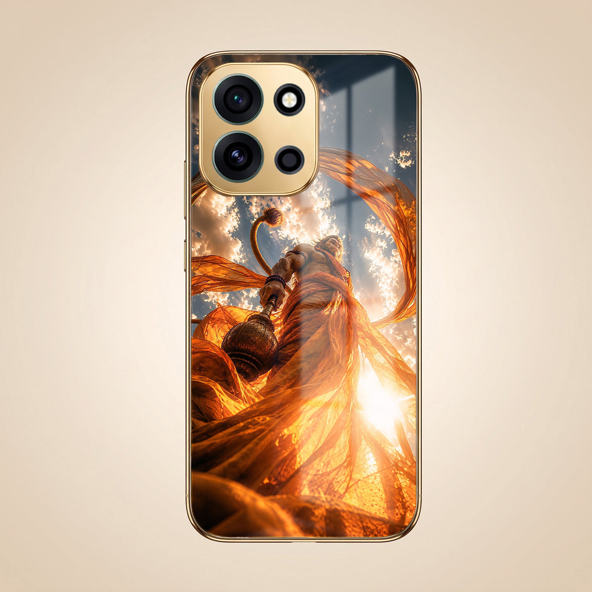 OnePlus Nord 6 5G Divine Hanuman Gold Electroplated Glass Phone Back Case