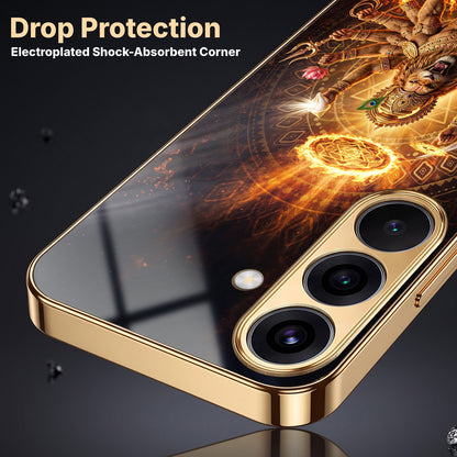 Samsung Galaxy A36 5G Lord Narasimha Gold Electroplated Glass Phone Back Case