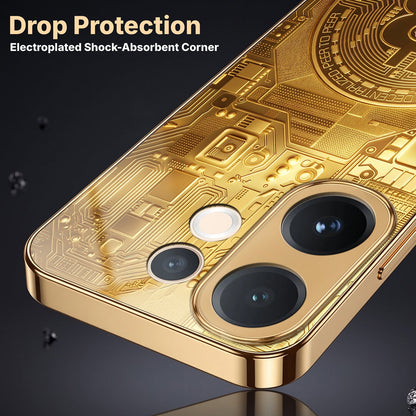 Vivo V60 5G Bitcoin Gold Electroplated Glass Phone Back Case