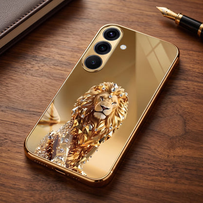 Samsung Galaxy A36 5G Luxury Lion Gold Electroplated Glass Phone Back Case