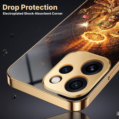 Oppo Reno 15 Pro Mini 5G Lord Narasimha Gold Electroplated Glass Phone Back Case