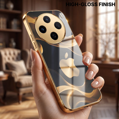 Vivo X200 5G Luxury Wave Gold Electroplated Glass Phone Back Case