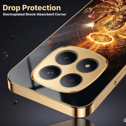 Redmi Note 15 Pro Plus 5G Lord Narasimha Gold Electroplated Glass Phone Back Case