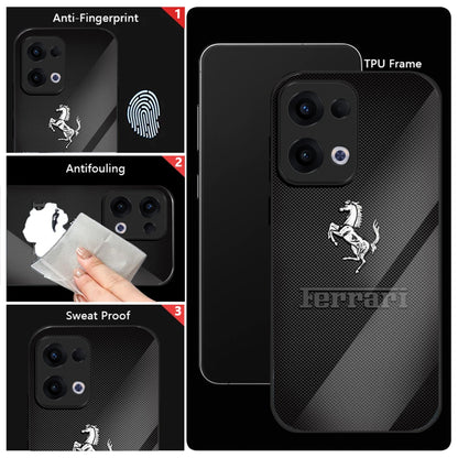 Oppo Reno 13 5G Premium Acrylic Shockproof Glass Back Case (Ferrari Carbon Fiber)