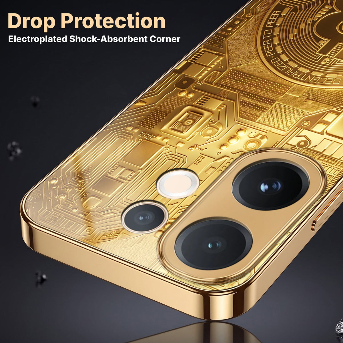 Vivo X200 FE 5G Bitcoin Gold Electroplated Glass Phone Back Case