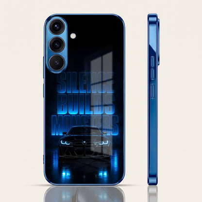 Samsung Galaxy A36 5G Silence Build Monsters Blue Electroplated Glass Phone Back Case