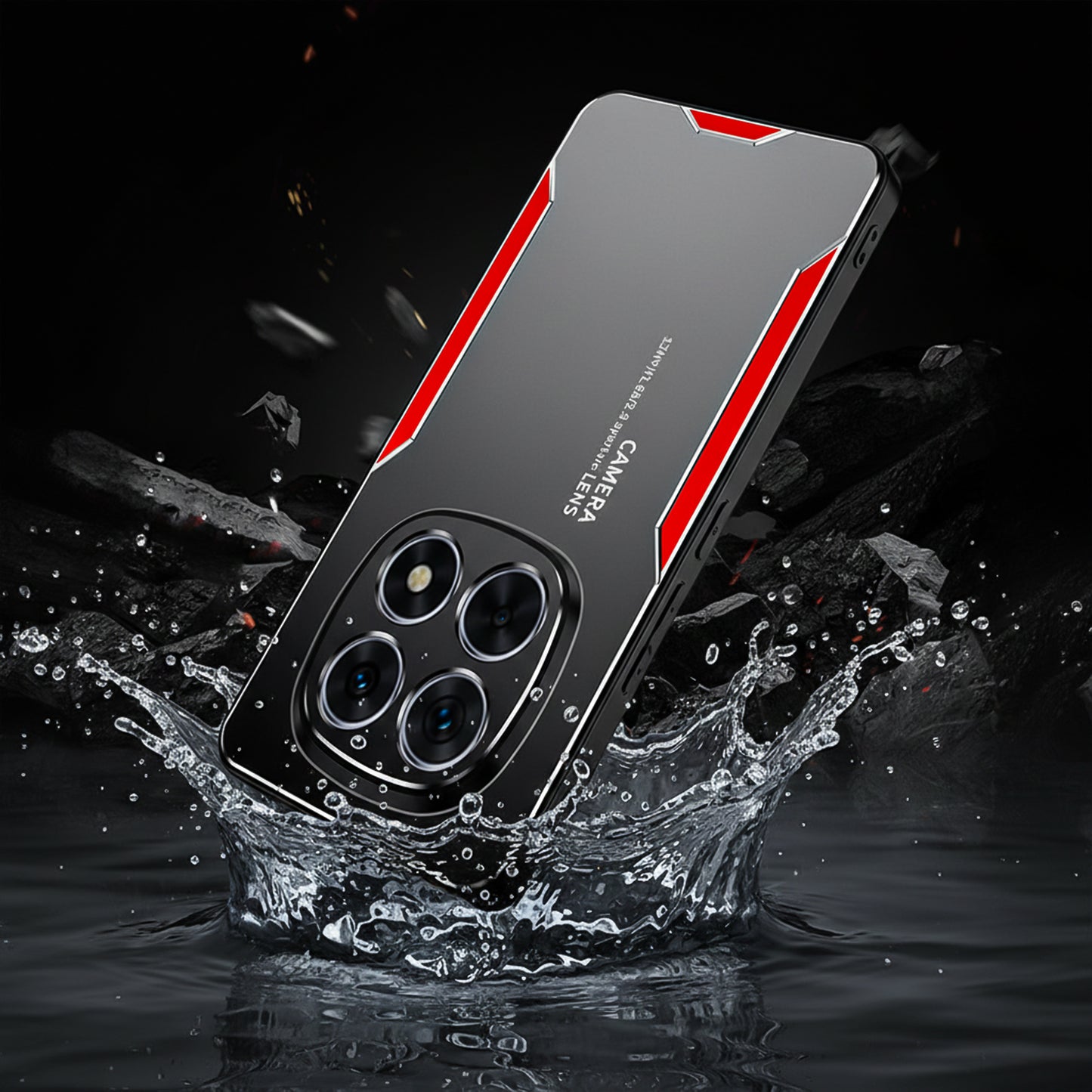 Oppo F29 Pro 5G Luxury Aluminium Metal Frame Protective Phone case with water splashes on a dark background