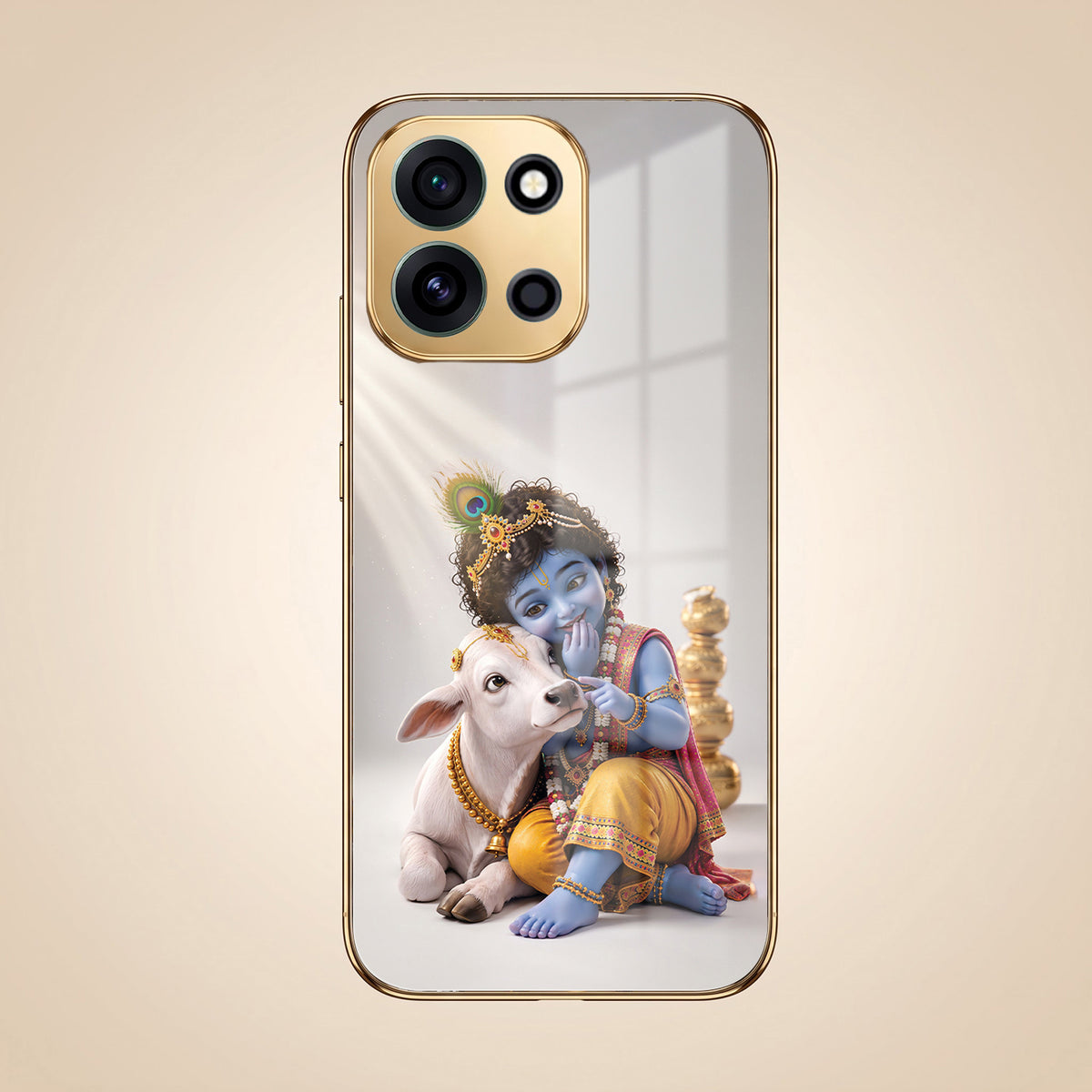 OnePlus Nord 6 5G Bal Krishna Blessings Gold Electroplated Glass Phone Back Case