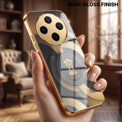 Vivo X200 5G Royal Emblem Gold Electroplated Glass Phone Back Case