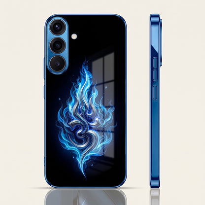 Samsung Galaxy A56 5G Blue Flame OM Blue Electroplated Glass Phone Back Case