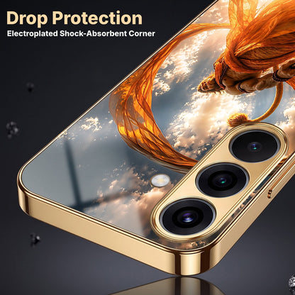 Samsung Galaxy A56 5G Divine Hanuman Gold Electroplated Glass Phone Back Case