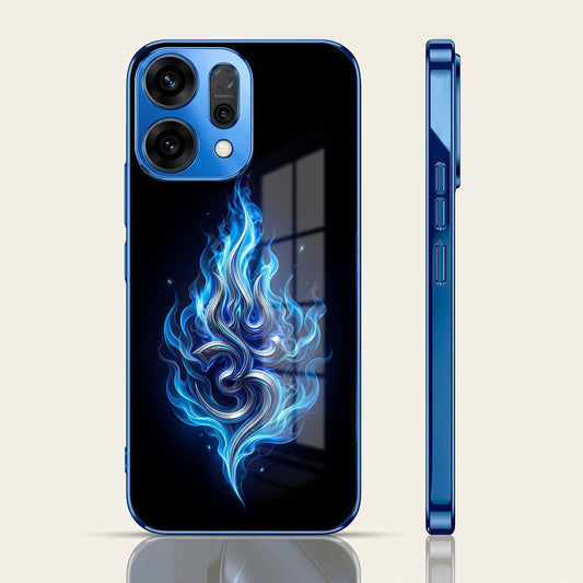 Oppo Reno 14 5G Blue Flame OM Blue Electroplated Glass Phone Back Case