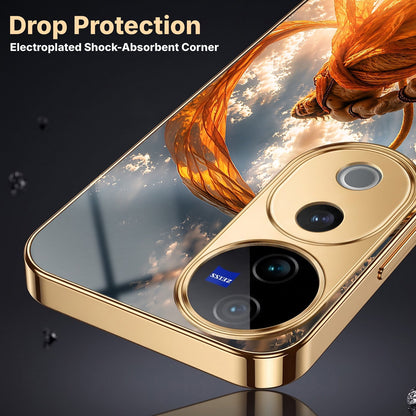Vivo V40 Pro 5G Divine Hanuman Gold Electroplated Glass Phone Back Case