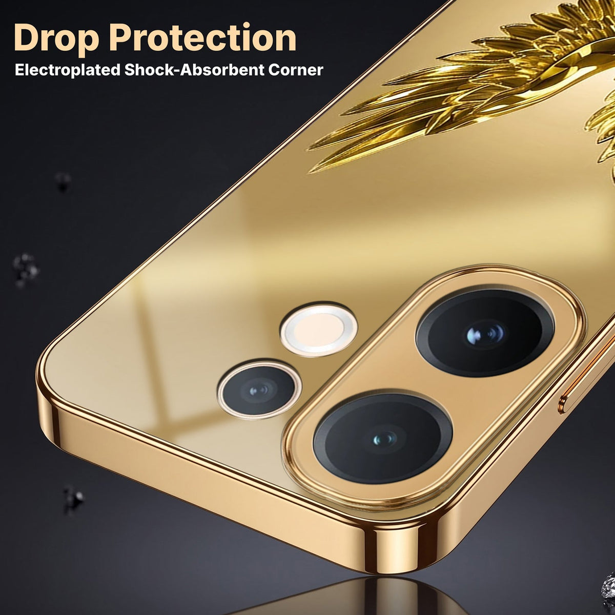 Vivo V60 5G Golden Eagle Gold Electroplated Glass Phone Back Case