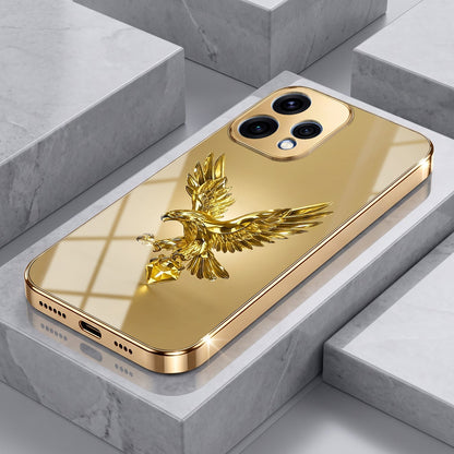 Oppo Reno 15 5G Golden Eagle Gold Electroplated Glass Phone Back Case